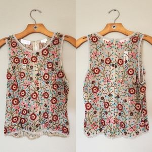 Vintage Silk Beaded Top Flowers